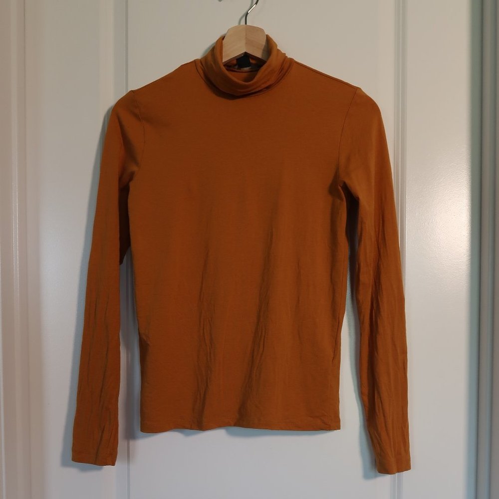 Yellow Orange Long Sleeve Mock Neck Shirt